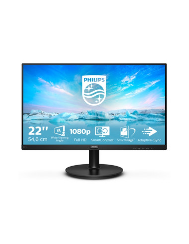MONITOR PHILIPS LED 21.5" Wide 221V8/00 VA 1920x1080 4ms 250cd/mq 3000:1 (Mega Infinity DCR) VGA HDMI