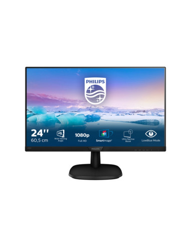 MONITOR PHILIPS LED 23.8"Wide 243V7QDSB/00 IPS 1920x1080 250cd/mq 1000:1(10.000.000:1) VGA DVI HDMI
