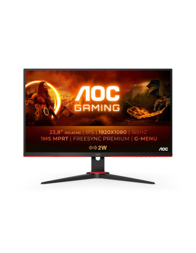 MONITOR AOC LED 23.8" Wide 24G2SPAE/BK 165Hz IPS 1920x1080 4ms 300cd/mq 80.000.000:1 2X2W MM Reg.H VGA 2HDMI DP GAMING
