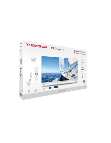 TV THOMSON LED 24" 24HG2S14W SMART GOOGLE TV DVB-T2/S2 HD CI+ 3XHDMI 2XUSB (ANCHE 12V) BIANCO -TELECOMANDO RETRO ILLUMINATO VESA