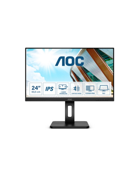 MONITOR AOC LED 23.8" Wide 24P2Q IPS 1920x1080 4ms 250cd/mq 50.000.000:1 2x2W MM Reg. in H PIVOT VGA DVI HDMI DP USB