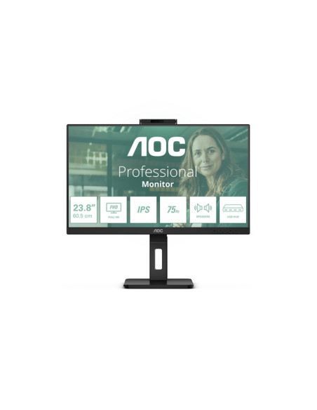 MONITOR AOC LED 23.8'' Wide 24P3QW IPS 1920x1080 4ms 300cd/mq 50.000.000:1 2x5W MM WEBCAM Reg.H PIVOT 2HDMI DP USB-C docking