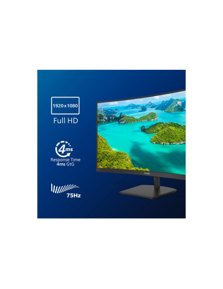 MONITOR PHILIPS LED 27" Wide CURVED 271E1SCA/00 VA 1920x1080 4ms 250cd/mq 3000:1(Mega Infinity DCR)2x3W MM VGA HDMI GAMING 75 Hz