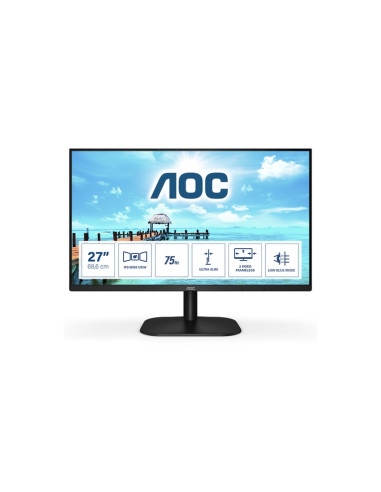 MONITOR AOC LED 27" Wide 27B2H IPS 0,311 1920x1080 4ms 250cd/mq 1.000:1(20.000.000:1) VGA HDMI Black