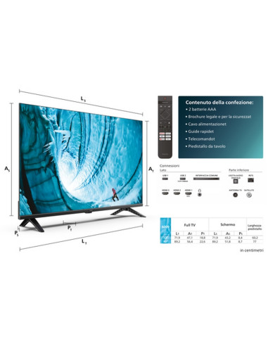 TV PHILIPS LED 32'' SMART TV 32PHS6009/12 HD 3HDMI 2USB Wi-Fi DVB-T/T2/T2-HD/C/S/S2