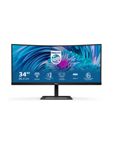 MONITOR PHILIPS LED 34" CURVED 346E2CUAE/00 VA 3440x1440 4ms 300cd/m2 3000:1 2x5W MM RegH HDMI DP USB-C docking GAMING