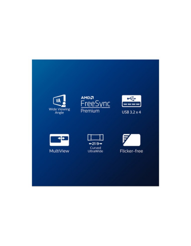 MONITOR PHILIPS LED 34" CURVED 346E2CUAE/00 VA 3440x1440 4ms 300cd/m2 3000:1 2x5W MM RegH HDMI DP USB-C docking GAMING