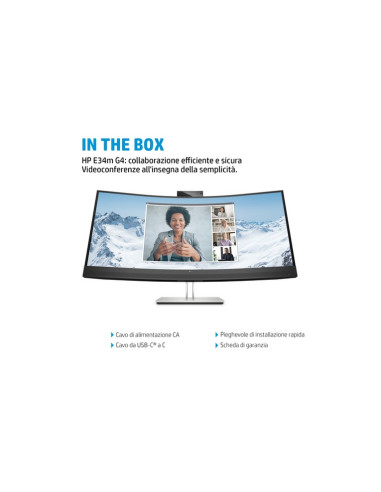 MONITOR HP LED 34" Wide CURVED E34m 40Z26AA VA 3440x1440 5ms 400cd/m2 3000:1 2x5W MM WEBCAM Reg.H HDMI DP RJ-45 USB-C Docking