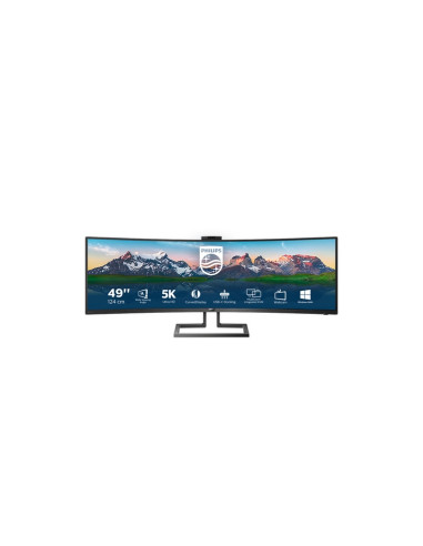 MONITOR PHILIPS LED 49"Wide CURVED 499P9H/00 5120x1440 5ms 80.000.000:1 2x5W MM WEBCAM Reg.inH 2HDMI DP USB-C GAMING