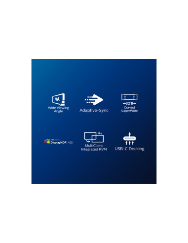 MONITOR PHILIPS LED 49"Wide CURVED 499P9H/00 5120x1440 5ms 80.000.000:1 2x5W MM WEBCAM Reg.inH 2HDMI DP USB-C GAMING