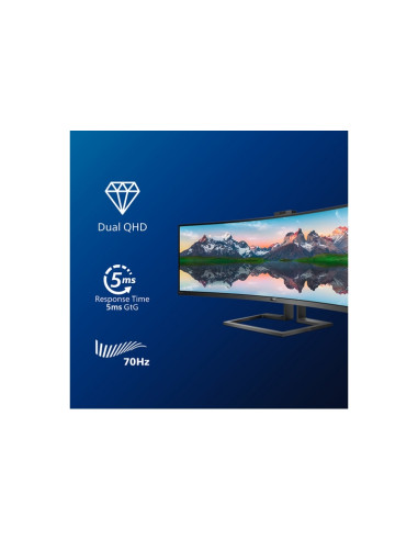 MONITOR PHILIPS LED 49"Wide CURVED 499P9H/00 5120x1440 5ms 80.000.000:1 2x5W MM WEBCAM Reg.inH 2HDMI DP USB-C GAMING