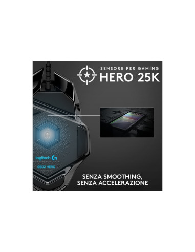 MOUSE LOGITECH GAMING WIRED G502 HERO HIGH PERFORMANCE RGB OPTICAL USB