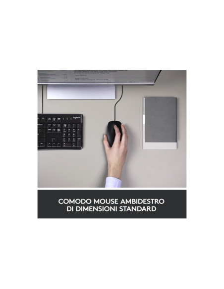 TASTIERA LOGITECH  + MOUSE MK120 USB NERA - 3 TASTI Italian Layout 920-002543