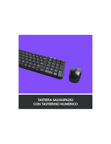 TASTIERA LOGITECH + MOUSE "Wireless Combo" MK220 NERO USB 920-003721