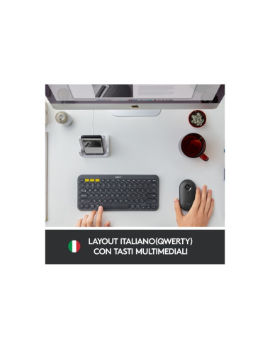 TASTIERA LOGITECH WIRELESS BLUETOOTH MULTI-DEVICE K380 - si possono connetter sino a 3dispositivi contemporaneamente- 920-007574