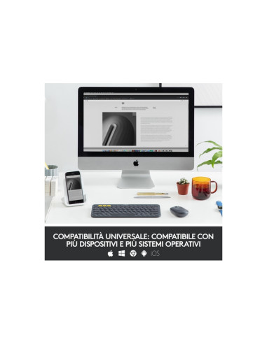 TASTIERA LOGITECH WIRELESS BLUETOOTH MULTI-DEVICE K380 - si possono connetter sino a 3dispositivi contemporaneamente- 920-007574