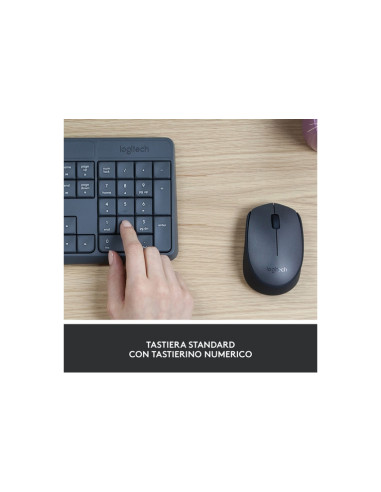 TASTIERA LOGITECH + MOUSE "Wireless MK235" wireless affidabile fino a 10 metri