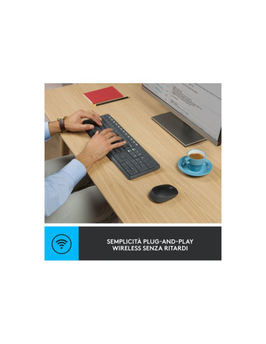 TASTIERA LOGITECH + MOUSE "Wireless MK235" wireless affidabile fino a 10 metri