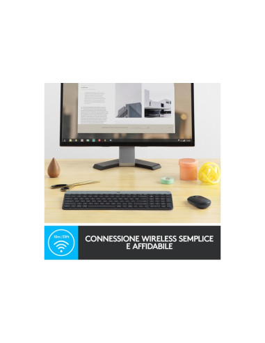 TASTIERA LOGITECH+MOUSE Wireless Desktop MK470 COMBO USB ULTRASOTTILI Colore GRAFITE 920-009196