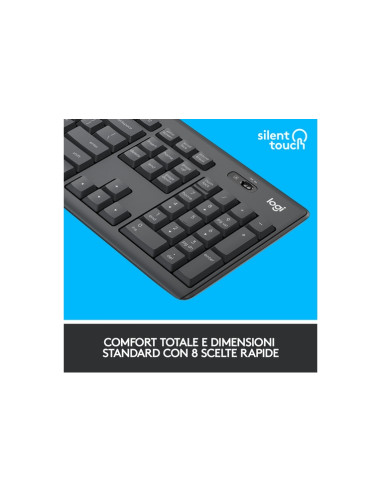 TASTIERA LOGITECH+MOUSE Wireless Desktop MK295 SILENT COMBO USB GRAFITE 920-009797