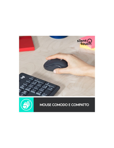 TASTIERA LOGITECH+MOUSE Wireless Desktop MK295 SILENT COMBO USB GRAFITE 920-009797