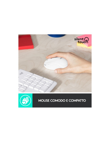 TASTIERA LOGITECH+MOUSE Wireless Desktop MK295 SILENT COMBO USB BIANCO 920-009821