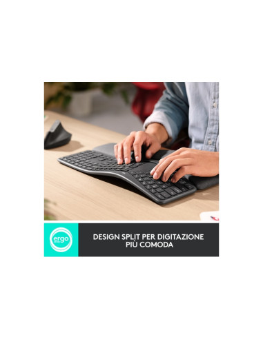 TASTIERA LOGITECH ERGO K860 2.4 GHz,Bluetooth 5.0 Colore Grafite