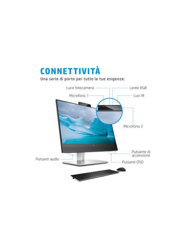 MONITOR HP LED 23.8" Wide E24mv 169L0AA IPS 1920x1080 5ms 250cd/m2 1000:1 (10.000.000:1) 2x2W MM WEBCAM PIVOT Reg.H VGA HDMI  DP